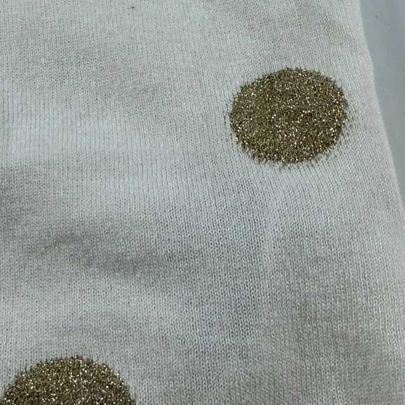 J Crew Teddie Polka Dot Sweater Womens Size Small Ivory Gold Metallic Knit - Picture 6 of 7